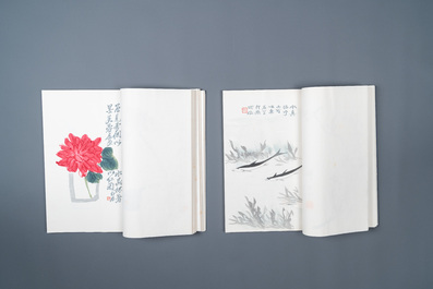 Une bo&icirc;te contenant deux albums de 120 estampes, dont 44 d'apr&egrave;s Qi Baishi, studio Rong Bao Zhai, P&eacute;kin, 1953