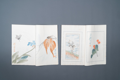 Une bo&icirc;te contenant deux albums de 200 estampes d'apr&egrave;s Qi Baishi, Zhang Daqian, Pu Ru, Ma Ji et autres, studio Rong Bao Zhai, P&eacute;kin, 1935