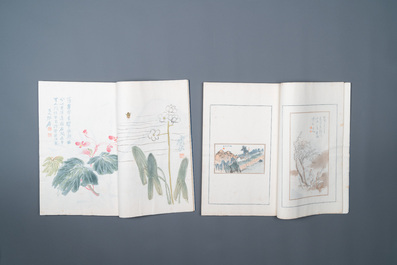 Une bo&icirc;te contenant deux albums de 200 estampes d'apr&egrave;s Qi Baishi, Zhang Daqian, Pu Ru, Ma Ji et autres, studio Rong Bao Zhai, P&eacute;kin, 1935