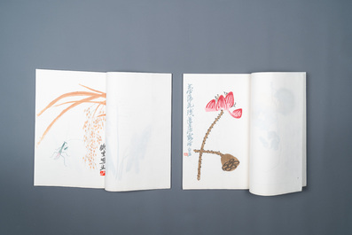 Une bo&icirc;te contenant deux albums de 80 estampes, dont 32 d'apr&egrave;s Qi Baishi, studio Rong Bao Zhai, P&eacute;kin, 1955