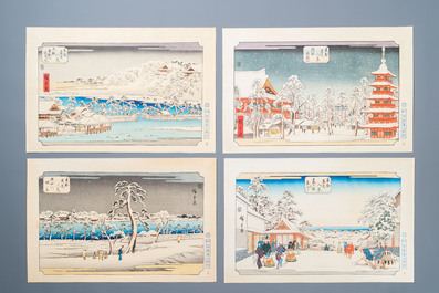 Hiroshige I, Utagawa (Japon, 1797-1858): 'Toto yukimi hakkei' - 'Huit sc&egrave;nes de neige dans la capitale de l'est,' publi&eacute; 1928 by Shotaro Sato