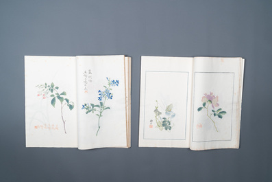 Une bo&icirc;te contenant deux albums de 200 estampes d'apr&egrave;s Qi Baishi, Zhang Daqian, Pu Ru, Ma Ji et autres, studio Rong Bao Zhai, P&eacute;kin, 1935