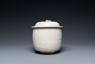 A Chinese cream-glazed jar and cover, Northern Song