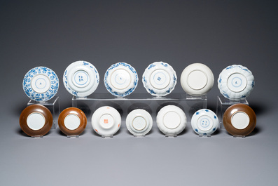 Thirty-six Chinese mostly blue and white saucers and thirty-two cups, Kangxi and later