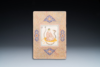 Persian school miniature: 'Haji Bektash Veli', gouache heightened with gold on paper, 19th C.