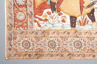 Qajar school: two painted cotton cloths, 19/20th C.