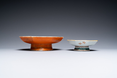 Four Chinese famille rose and iron-red-decorated porcelain wares, 19th C.