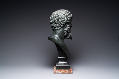 A bronze bust of Marcus Aurelius after the antique, 19th C.