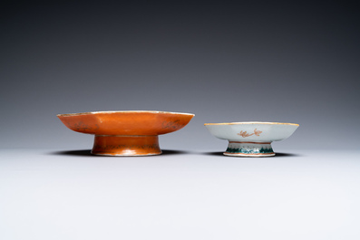 Four Chinese famille rose and iron-red-decorated porcelain wares, 19th C.