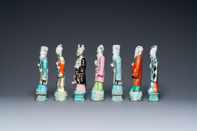 Fourteen Chinese famille rose figures of immortals, Qianlong/Jiaqing