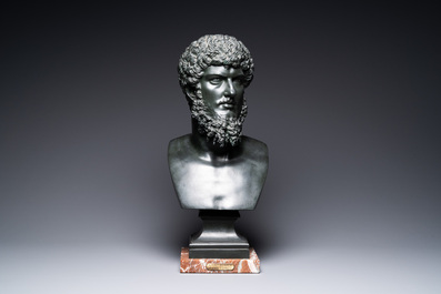 A bronze bust of Marcus Aurelius after the antique, 19th C.