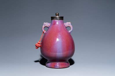 A Chinese lamp-mounted flamb&eacute;-glazed vase, Qianlong