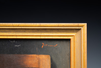 Ecole allemande, sign&eacute; Dettmann: 'Portrait d'un homme barbu', huile sur panneau, 19/20&egrave;me