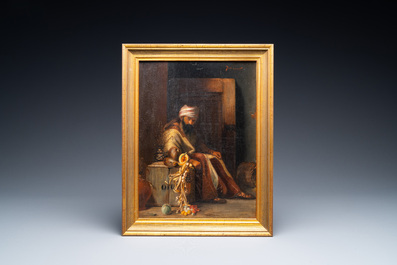 Duitse school, gesign. Dettmann: 'Portret van een bebaarde man', olie op paneel, 19/20e eeuw
