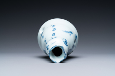 A small Chinese blue and white ko-sometsuke 'monkey' vase for the Japanese market, Transitional period