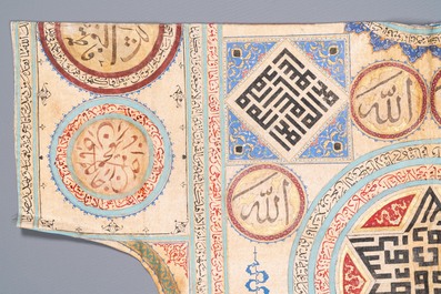 Une chemise talismanique ottomane de type 'jama' orn&eacute;e de versets du Coran en Naskh et Tuluth, 18/19&egrave;me