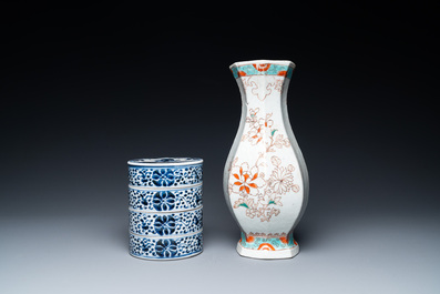 Five Chinese boxes and a wall vase, Kangxi and later