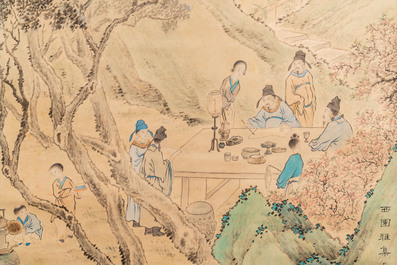 Li Qiujun (1899-1973): &lsquo;Lettr&eacute;s en temps de loisirs', encre et couleurs sur papier