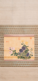 Ecole chinoise, d'apr&egrave;s et avec la signature de Jiang Tingxi (1669 - 1732): 'Composition florale', encre et couleurs sur soie