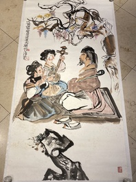 Cheng Shifa (1921-2007): &lsquo;Le r&eacute;cital&rsquo;, encre et couleurs sur papier, dat&eacute; &agrave; la F&ecirc;te des lanternes de 1988