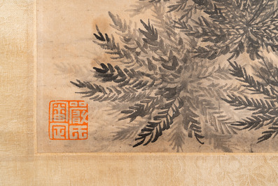 Ecole chinoise, d'apr&egrave;s Mi Wanzhong: 'Pierre de lettr&eacute;', encre et couleurs sur papier, 19/20&egrave;me