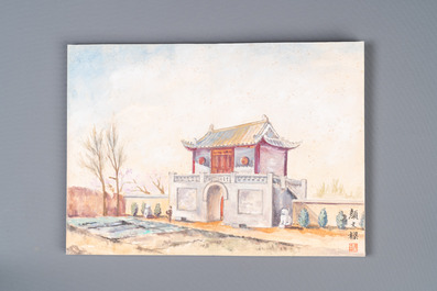 Yan Wenliang (1893-1988): Album met landschappen, aquarel op papier