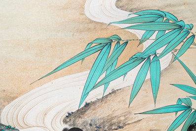 Sun Yunsheng (1918-2000): 'Vredesduiven&rsquo;, inkt en kleur op papier