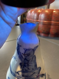 A small Chinese blue and white ko-sometsuke 'monkey' vase for the Japanese market, Transitional period