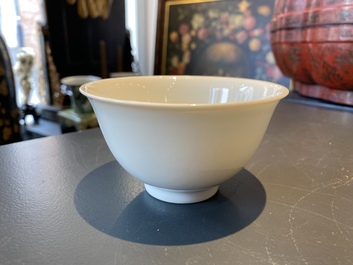 A fine Chinese monochrome white-glazed bowl, Yongzheng mark and of the period