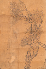 Luo Qing (1821-1899): vier scrolls met figuren in landschappen, inkt en kleur op papier