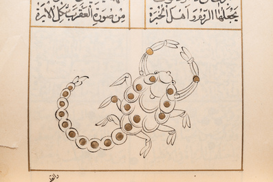 Een Arabisch sterrenkundig manuscript over de positie van sterren in relatie met po&euml;zie, begin 20e eeuw