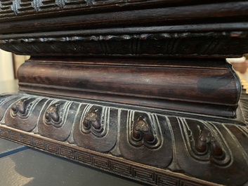 A Chinese zitan wood 'duo bao ge' cabinet of curiosities with five-clawed dragons, Qing