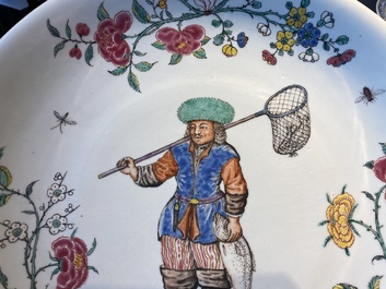 A Chinese Dutch-decorated &lsquo;fisherman&rsquo; dish, 1st half 18th C.