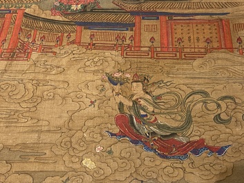 Ecole chinoise: 'Avalokitesvara &agrave; trente-trois t&ecirc;tes', encre et couleurs sur soie, Qing