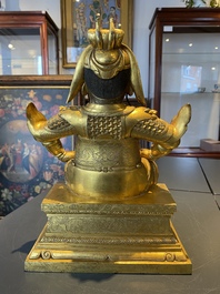 Une figure de Guandi en bronze dor&eacute;, Chine, Ming