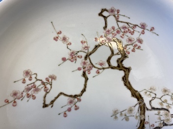 A Chinese famille rose 'prunus tree' dish, Yongzheng mark, Republic