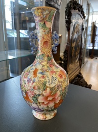 A Chinese famille rose 'millefleurs' vase, Qianlong mark, Republic