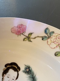 A Chinese famille rose 'ruby back' eggshell porcelain plate, Yongzheng