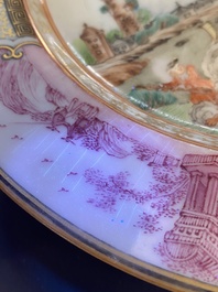 A Chinese famille rose 'Calcutta Tiger Hunt' plate, Qianlong