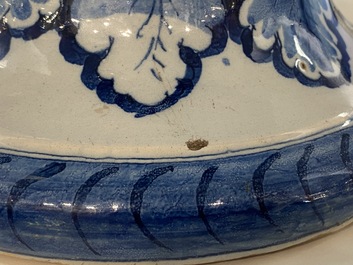 A large Dutch Delft blue and white 'Venus and Adonis' jardini&egrave;re, 1st half 18th C.