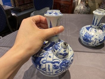 Three Chinese blue and white kendi, Wanli