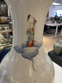 A Chinese famille rose '18 Arhats' vase, 19th C.