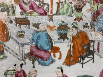 Een uitgebreid Chinees Canton famille rose servies, 19e eeuw