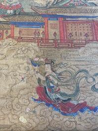 Ecole chinoise: 'Avalokitesvara &agrave; trente-trois t&ecirc;tes', encre et couleurs sur soie, Qing