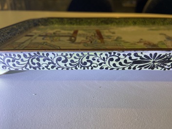 A Chinese rectangular Canton enamel tray, Qianlong