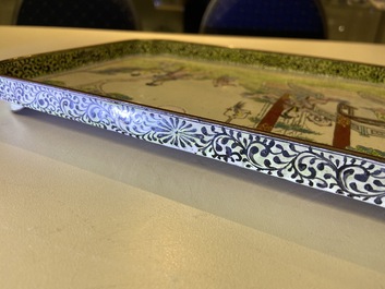 A Chinese rectangular Canton enamel tray, Qianlong