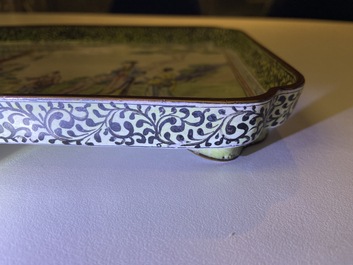 A Chinese rectangular Canton enamel tray, Qianlong