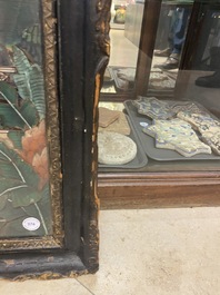 Canton school: 'Figures in a terrace garden', collage painting with relief-mounted paper, 19th C.