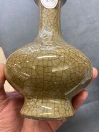 A Chinese crackle-glazed 'sanping' vase, Yongzheng/Qianlong