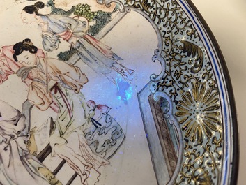 A Chinese 'ruby back' Canton enamel 'musicians' plate, Yongzheng